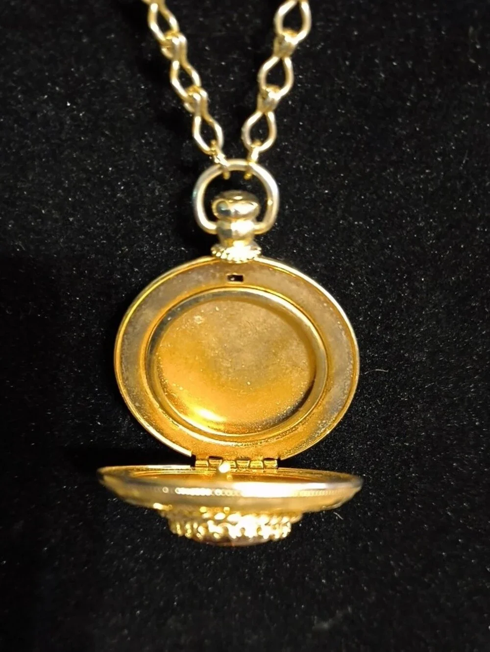 Vintage Avon Gold-Tone Filigree Locket Necklace with Amber Stone